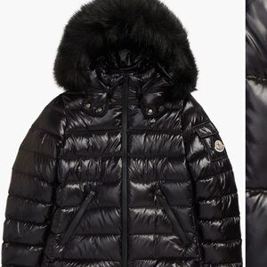 Moncler Girls Badyf Down Jacket with Faux Fur Trim Size 10Y